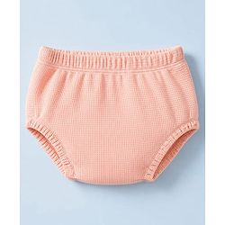 Babyhug Waffle Knit Half Sleeves Frock with Bloomer - Peach