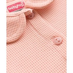 Babyhug Waffle Knit Half Sleeves Frock with Bloomer - Peach