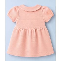 Babyhug Waffle Knit Half Sleeves Frock with Bloomer - Peach