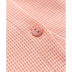 Babyhug Waffle Knit Half Sleeves Frock with Bloomer - Peach