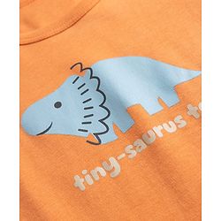 Babyhug 100% Cotton Knit Full Sleeves Striped Onesies With Animal & Text Print Pack of 3 - Orange & White