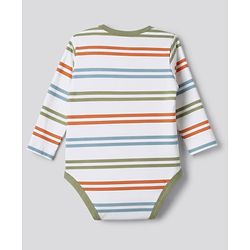 Babyhug 100% Cotton Knit Full Sleeves Striped Onesies With Animal & Text Print Pack of 3 - Orange & White