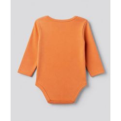 Babyhug 100% Cotton Knit Full Sleeves Striped Onesies With Animal & Text Print Pack of 3 - Orange & White