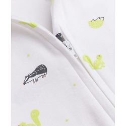 Babyhug 100% Cotton Interlock Knit Full Sleeves Striped Romper with Dino Print Pack Of 2 - Neon Green & White
