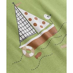 Babyhug 100% Cotton Knit Full Sleeves Nautical Theme Printed Onesie With Leggings & Cap Mittens & Booties Set - Green