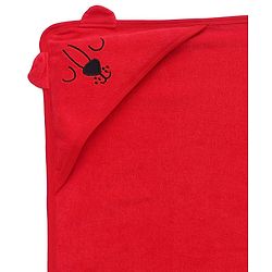 Babyhug Cotton Terry Knit Hooded Towel With Animal Embroidery L 76 x B 76 cm - Red