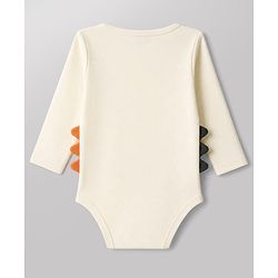 Babyhug 100% Cotton Interlock Knit Full Sleeves Onesies with Leggings & Animal Print - Offwhite & Orange