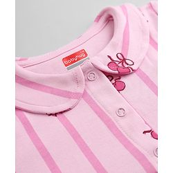 Babyhug Interlock Knit Knee Length Half Sleeves Frock with Bloomer and Cherry Print in Pink
