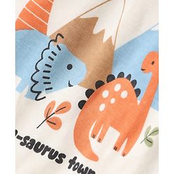 Babyhug 100% Cotton Interlock Knit Dino Printed Onesie With Leggings - Offwhite