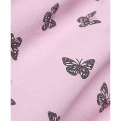Babyhug Interlock Knit Frock with Half Sleeves and Butterfly Print - Pink