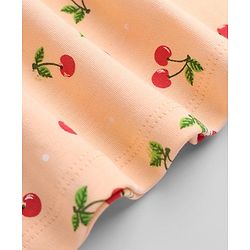Babyhug Interlock Knit Frill Sleeves Dress with Cherry Print in Pink