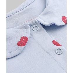 Babyhug Interlock Knit Cotton Half Sleeves Frocks with Bloomer & Heart Print - Light Blue