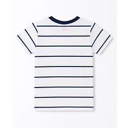 Babyhug Single Jersey Woven Half Sleeves Striped T-Shirt & Joggers Set With Hooded Denim Jacket - Blue Grey & Green