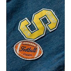 Babyhug Single Jersey Woven Half Sleeves Striped T-Shirt & Joggers Set With Hooded Denim Jacket - Blue Grey & Green