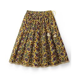 Babyhug Cambric Woven Sleeveless Floral Printed Lehenga Choli Set With Dupatta - Mustard