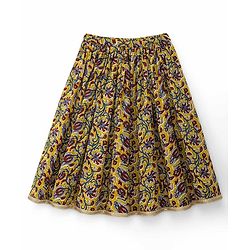 Babyhug Cambric Woven Sleeveless Floral Printed Lehenga Choli Set With Dupatta - Mustard