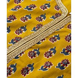 Babyhug Cambric Woven Sleeveless Floral Printed Lehenga Choli Set With Dupatta - Mustard