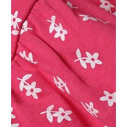 Babyhug Cotton Knit Frill Sleeves Floral Printed Frock - Dark Pink