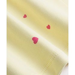 Babyhug Interlock Knit Half Sleeves Frocks With Bloomer And Hearts Print - Light Yellow