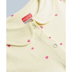 Babyhug Interlock Knit Half Sleeves Frocks With Bloomer And Hearts Print - Light Yellow
