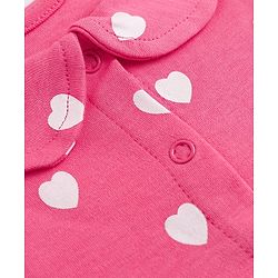Babyhug Interlock Knit Cotton Half Sleeves Frocks with Bloomer & Heart Print - Pink