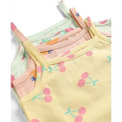 Babyhug 100% Cotton Single Jersey Knit Sleeveless Fruits Printed Slips Pack of 3 - Peach Yellow & Light Blue