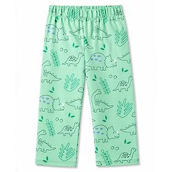 Babyhug 100% Cotton Knit Full Sleeves Dino Printed Co-Ords T-Shirt & Pyjama Night Suit - Green