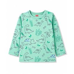 Babyhug 100% Cotton Knit Full Sleeves Dino Printed Co-Ords T-Shirt & Pyjama Night Suit - Green