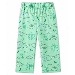 Babyhug 100% Cotton Knit Full Sleeves Dino Printed Co-Ords T-Shirt & Pyjama Night Suit - Green