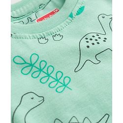 Babyhug 100% Cotton Knit Full Sleeves Dino Printed Co-Ords T-Shirt & Pyjama Night Suit - Green