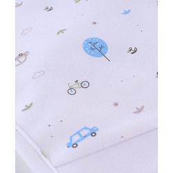 Babyhug 100% Cotton Interlock Knit Stripped Cap with Vehicle Print Sky Blue & White Pack of 2 - Diameter 10 cm
