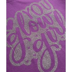 Babyhug Cotton Knit Half Sleeves Hearts Printed T-Shirt & Capri Pant Night Suit - Purple