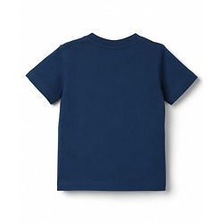 Babyhug Cotton Knit Half Sleeves T-Shirt & Shorts Night Suit With Game Print - Navy Blue