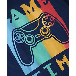 Babyhug Cotton Knit Half Sleeves T-Shirt & Shorts Night Suit With Game Print - Navy Blue
