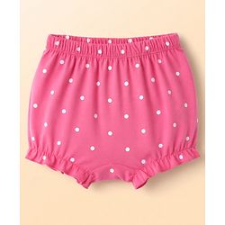 Babyhug 100% Cotton Knit Polka Dots & Floral Printed Bloomers Pack of 3 - Dark Pink & White