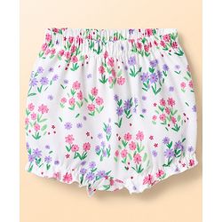 Babyhug 100% Cotton Knit Polka Dots & Floral Printed Bloomers Pack of 3 - Dark Pink & White