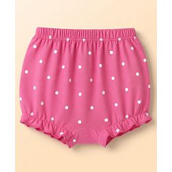 Babyhug 100% Cotton Knit Polka Dots & Floral Printed Bloomers Pack of 3 - Dark Pink & White
