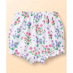 Babyhug 100% Cotton Knit Polka Dots & Floral Printed Bloomers Pack of 3 - Dark Pink & White