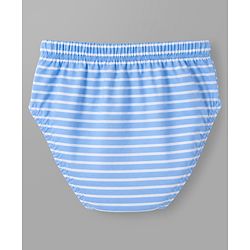 Babyhug 100% Cotton Knit Vehicles Printed & Striped Briefs Pack Of 3 - Light Blue Cream & White