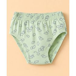 Babyhug 100% Cotton Knit Briefs With Animal Print Pack of 3 - Light Green, Lavender & White