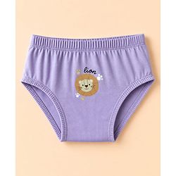 Babyhug 100% Cotton Knit Briefs With Animal Print Pack of 3 - Light Green, Lavender & White