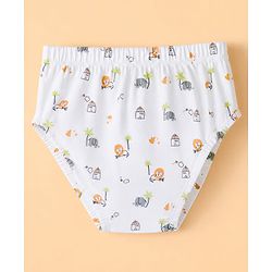 Babyhug 100% Cotton Knit Briefs With Animal Print Pack of 3 - Light Green, Lavender & White