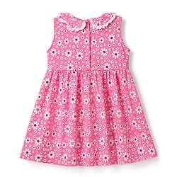 Babyhug Single Jersey Knit Sleeveless Floral Printed Frock With Bloomer & Bow Applique - Multicolor
