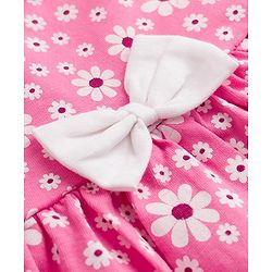 Babyhug Single Jersey Knit Sleeveless Floral Printed Frock With Bloomer & Bow Applique - Multicolor