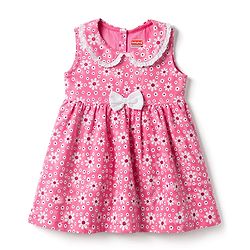 Babyhug Single Jersey Knit Sleeveless Floral Printed Frock With Bloomer & Bow Applique - Multicolor