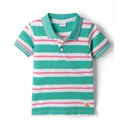 Babyhug Single Jersey Knit Half Sleeves Striped T-Shirt & Shorts - Blue