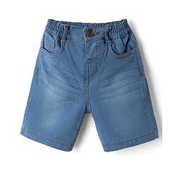 Babyhug Single Jersey Knit Half Sleeves Striped T-Shirt & Shorts - Blue