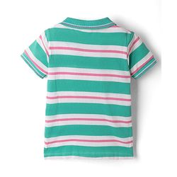 Babyhug Single Jersey Knit Half Sleeves Striped T-Shirt & Shorts - Blue
