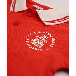 Babyhug Single Jersey Knit Half Sleeves T-Shirt and Denim Shorts Set With Text Print - Red & Blue