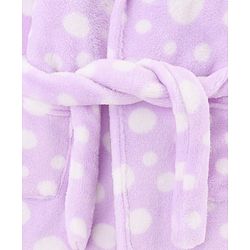 Babyhug Velour Knit Full Sleeves Hooded Bath Robe with Polka Dot Print - Lavender